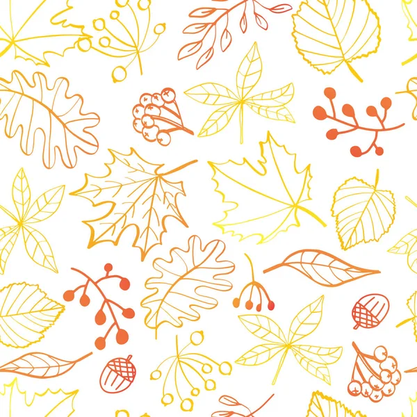 秋叶无缝图案 白色背景上的明亮的彩色叶子 可用于网络 纺织等设计 — 图库矢量图片