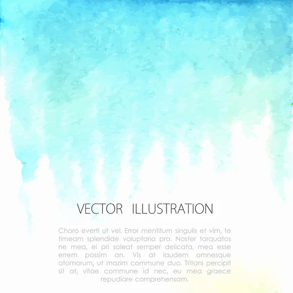 Hand Drawn Ombre Texture Watercolor Painted Light Blue Background White — Stock Vector