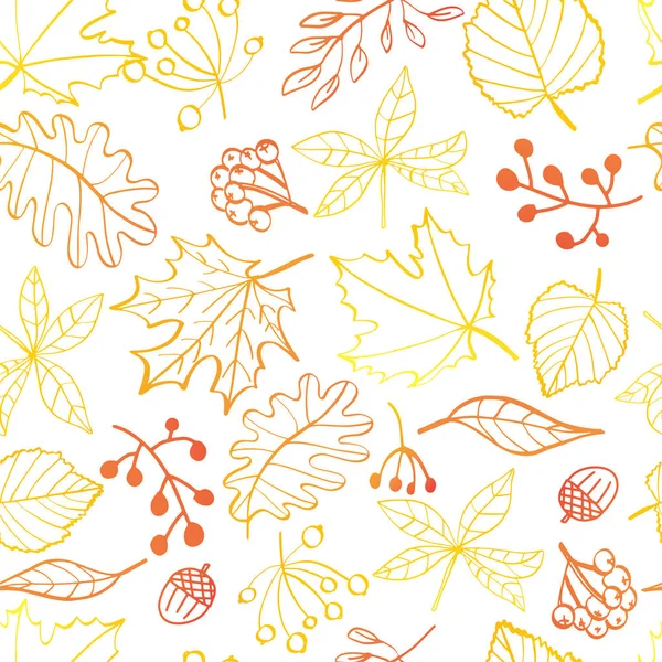 Feuille Automne Motif Sans Couture Feuilles Couleur Vive Sur Fond — Image vectorielle