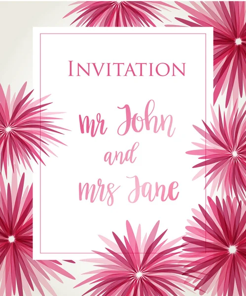 Fleurs Abstraites Roses Vecteur Élégante Élégante Carte Invitation Mariage Illustration — Image vectorielle