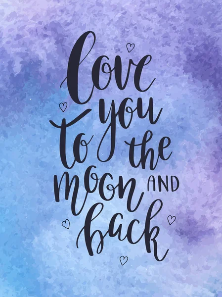 月とに戻ると私がみたい ロマンチックな引用と手描き下ろしポスター バレンタインの日に使用することができますまたは保存日付カード シャツ ポスター プリントのバッグ — ストックベクタ