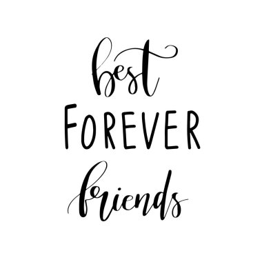 En iyi arkadaşlar sonsuza dek kartpostal. Mürekkep çizim. Modern fırça hat. Beyaz arka plan üzerinde izole