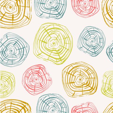 Ağaç halkaları sorunsuz vektör desen. Ağaç gövde arka plan hafif pastel renklerle kesmek testere. Vektör çizim için kaydırma Tekstil, yazdırma, duvar kağıtları.