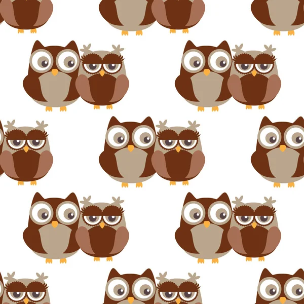 Cute Owls Couple Seamless Pattern Vector Illustration Can Used Web — Stock Vector