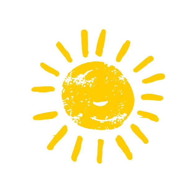 手绘矢量图太阳图标 标志或商业标志设计 白色背景上的黄色符号被隔离 — 图库矢量图片