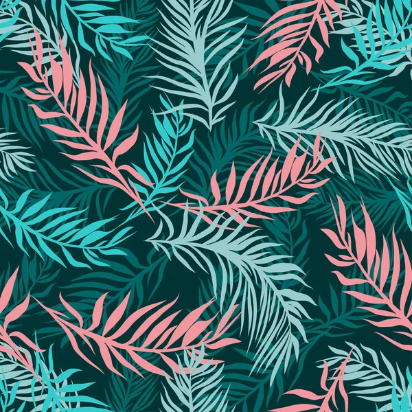 Feuilles Exotiques Fond Plantes Forêt Tropicale Motif Tropical Sans Couture — Image vectorielle