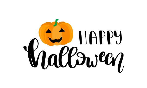 Cartão vetor Halloween feliz com texto lettering — Vetor de Stock