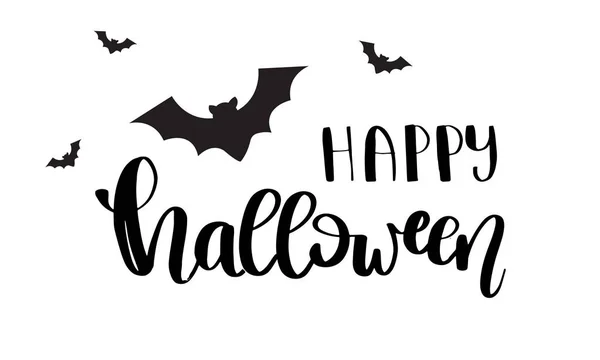 Cartão vetor Halloween feliz com texto lettering — Vetor de Stock