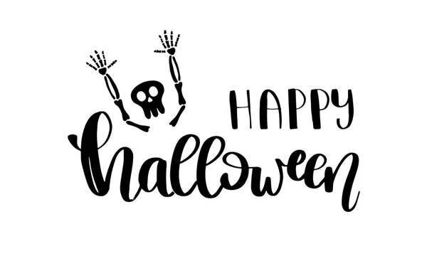 Cartão vetor Halloween feliz com texto lettering — Vetor de Stock