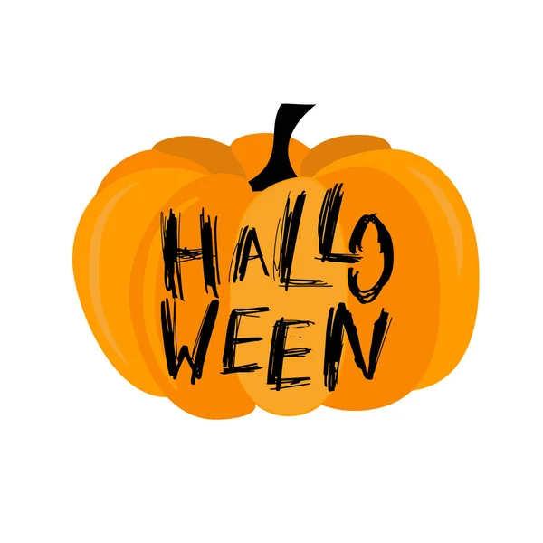 Happy Halloween Card Wektor Ilustracja Dynia Pomarańczowy Grunge Napis Tekst — Wektor stockowy