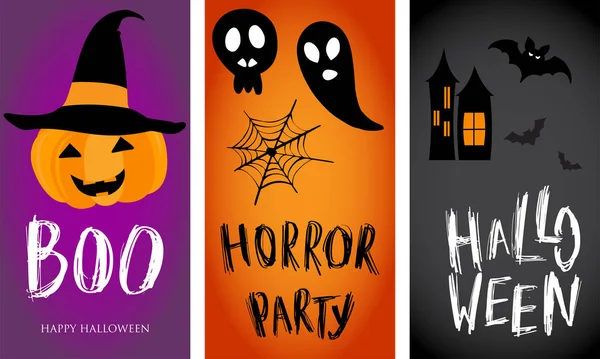 Conjunto Três Banners Verticais Halloween Tags Ilustração Vetorial —  Vetores de Stock