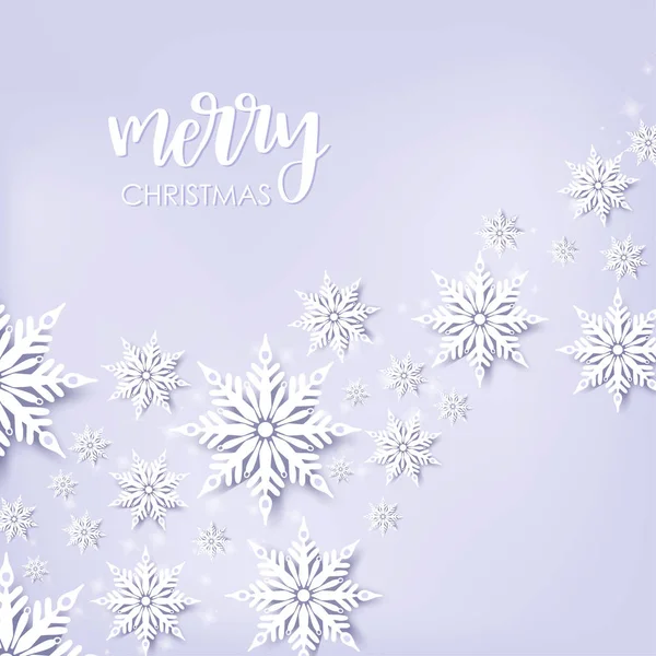 Weihnachtskarte mit Schneeflocke aus Papier. — Stockvektor
