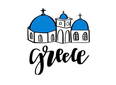 Santorini elle çizilmiş yazı ifade. Yunan Adası