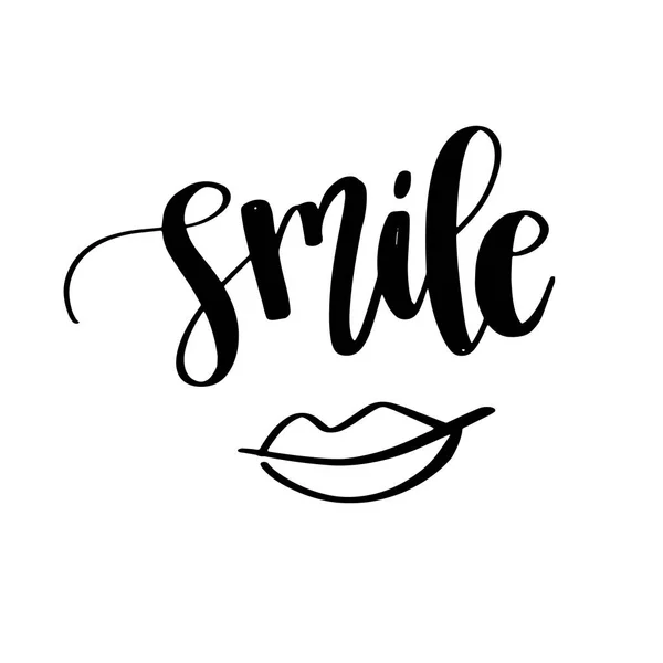 Vector Modern Brush Calligraphy Quote Smile Mano Lettering Frase Semplice — Vettoriale Stock
