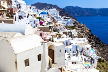 Santorini. Oia Yunan şehir Santorini Adası üzerinde