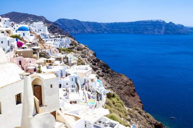 Santorini. Oia Yunan şehir Santorini Adası üzerinde