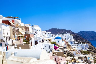 Santorini. Oia Yunan şehir Santorini Adası üzerinde