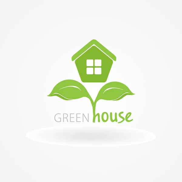 Eco House Green Leaves House Logo Ecological House Icon — Stock Vector