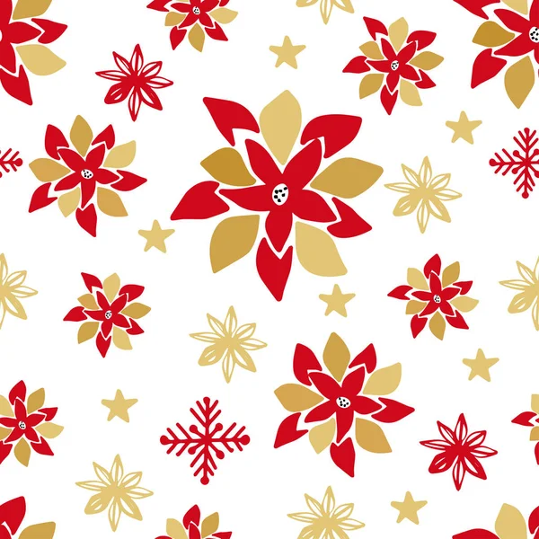 Weihnachten Nahtlose Muster Niedliche Kritzelelemente Schneeflocken Ball Tannenzweige Stechpalme Und — Stockvektor