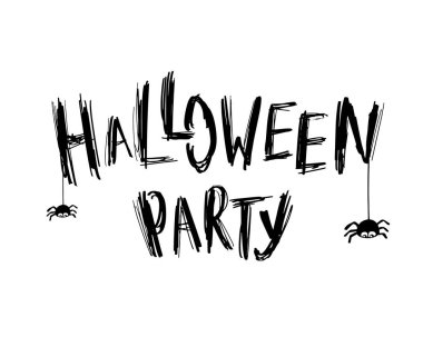 Cadılar Bayramı kartı metin ve küçük örümcekler. Cadılar Bayramı poster, davet veya afiş tasarım