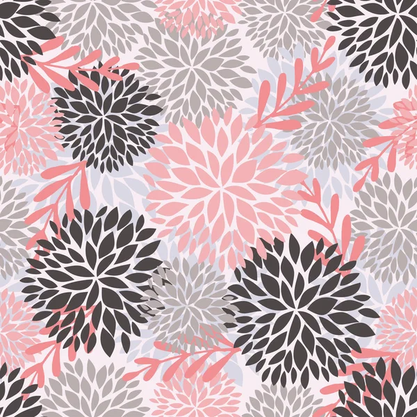 Vektornahtloses Muster Mit Blüten Und Blättern Hellrosa Farben Vektor Hintergrund — Stockvektor