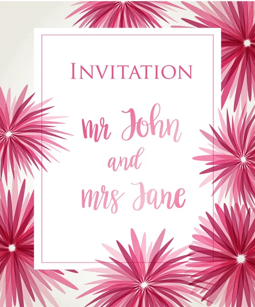 Flores Abstratas Cor Rosa Vector Cartão Convite Casamento Elegante Elegante —  Vetores de Stock