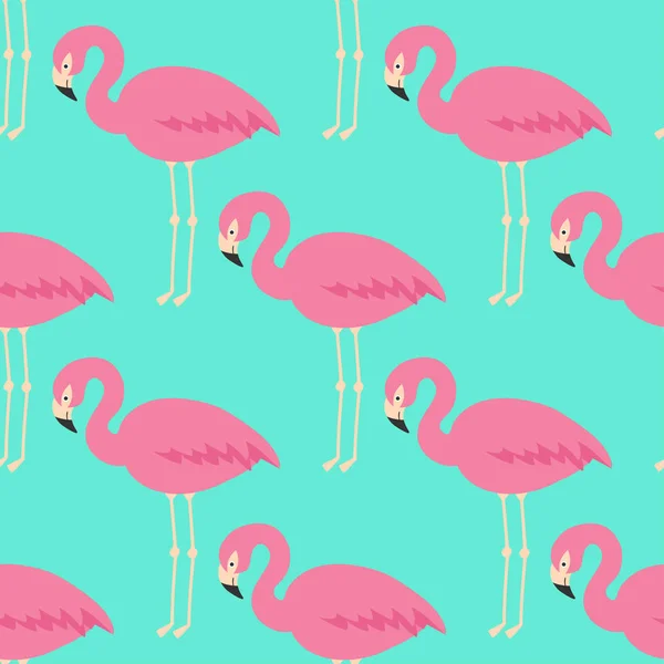 Flamingo Seamless Pattern Mint Green Background Pink Flamingo Vector Background — Stock Vector