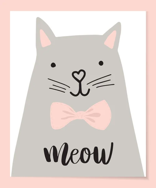 Cute Cat Vectorillustratie Shirt Print Ontwerp Dieren Tekenen Kinderen Illustratie — Stockvector