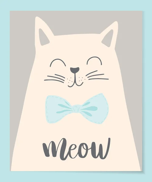 Lindo Gato Vector Ilustración Camiseta Diseño Impresión Dibujo Animales Ilustración — Archivo Imágenes Vectoriales