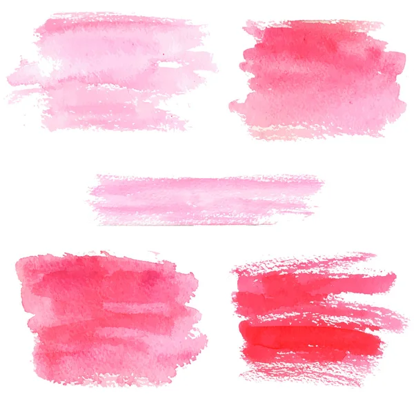 Kézzel Rajzolt Rózsaszín Akvarell Bannerek Beállítása Grunge Kefe Paint Absztrakt — Stock Vector