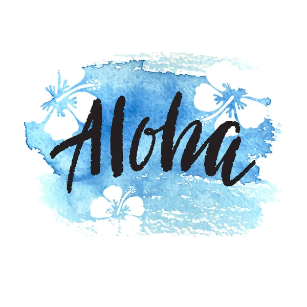Vector Trendiga Hand Bokstäver Affisch Hand Dras Kalligrafi Word Aloha — Stock vektor