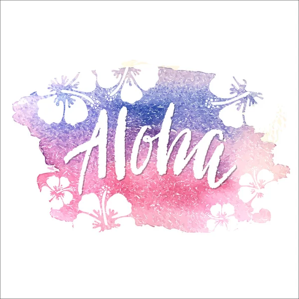 Vector Trendy Hand Lettering Poster Hand Drawn Calligraphy Word Aloha — Stock Vector