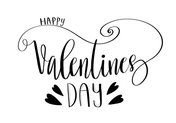Vektor Happy Valentines Tageskarte Mit Schriftzug Zitat Und Herzen — Stockvektor