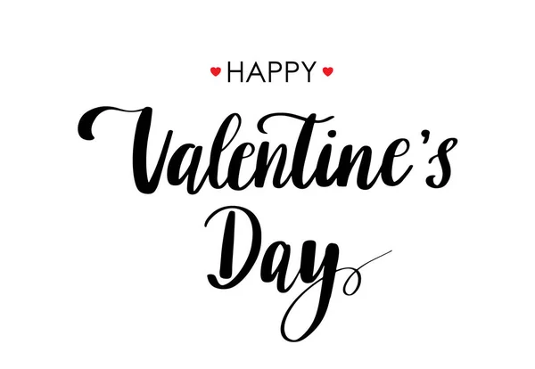 Vector Kaart Happy Valentines Day Belettering Offerte Zwart Een Witte — Stockvector