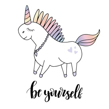 Güzel tek boynuzlu at baş ve yazıt kendin ol