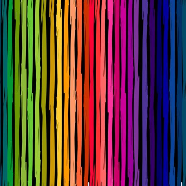 Rainbow çizgili seamless modeli. Grunge yinelenen arka plan. Parlak renkli çizgiler çizilmiş. Tekstil, giyim, duvar kağıdı, scrapbooking için vektör çizim