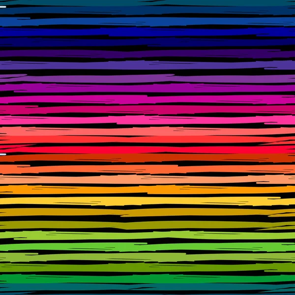 Pruhovaný vzor bezešvé Rainbow. Grunge opakující pozadí. Ručně kreslené světlé barevné pruhy. Vektorové ilustrace pro textilní, oděvní, Tapeta, scrapbooking — Stockový vektor