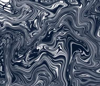 Sanatsal illüstrasyon. Boyalı siyah dalgalar. Koyu gri mermer doku. Dekoratif duvar kağıdı. El yapımı benzersiz arka plan. Vektör yaratıcı tasarım. Soyut sanat resim.