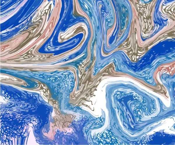 Векторная Текстура Чернил Темно Синего Золотого Мрамора Ручной Рисунок Мраморной — стоковый вектор