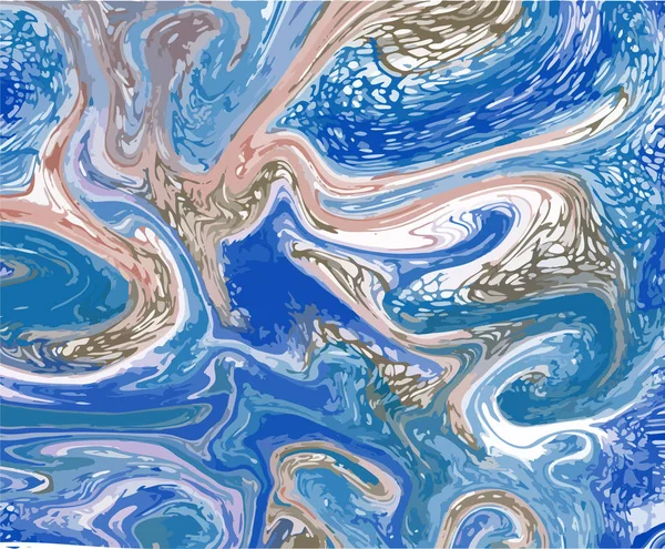 濃いブルーとゴールドの大理石のベクトル インクのテクスチャです 手描きイラスト テクニックを霜降りします デジタル水彩の模倣汚れ 抽象的な背景 アクア プリント芸術的効果 — ストックベクタ