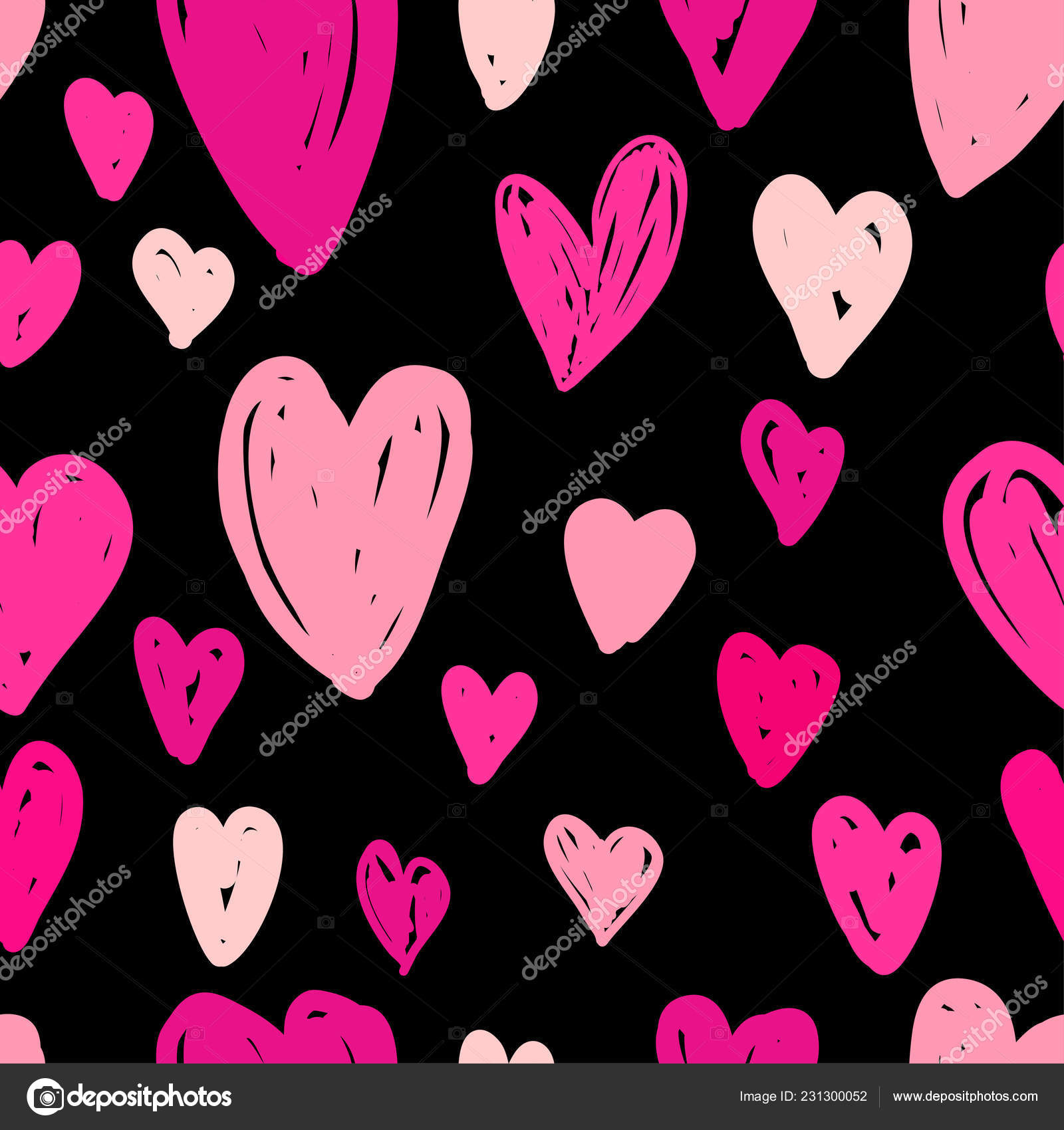 Abstract Seamless Pattern Bright Pink Hearts Black Background Image  Wallpaper Stock Vector Image by ©mcherevan #231300052