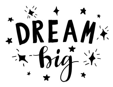 Teklif Dream büyük harflerle elle çizilmiş vektör Illustration. Calligrathy vektör ifade tasarım afiş, poster, tebrik kartı, Etiketler için.