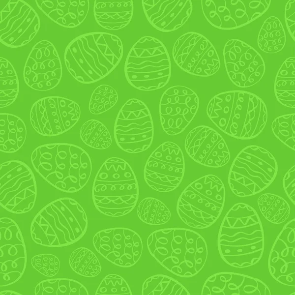 Vector Feliz Fundo Páscoa Ovos Verdes Desenhos Animados Doodle Print — Vetor de Stock