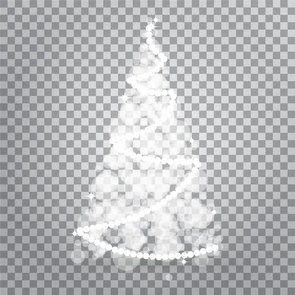 Arbre Noël Brillant Lumières Isolées Sur Fond Transparent Symbole Bonne — Image vectorielle