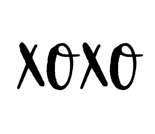 Словосочетание Xoxo Vector Brush Lettering Поздравительная Открытка Романтическая Иллюстрация Дню — стоковый вектор