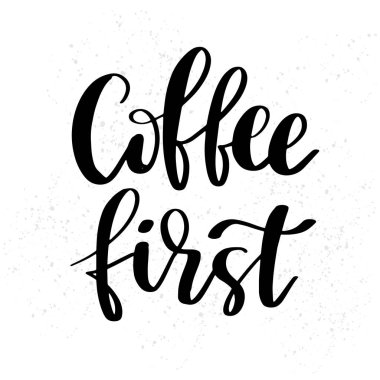 El çizilen illüstrasyon harflerle ifade. Parmak izi ve posterler, menü tasarımı, çıkartma, davetiye, tebrik kartları için kahve ilk yazıt. Kaligrafi ve tipografik alıntı