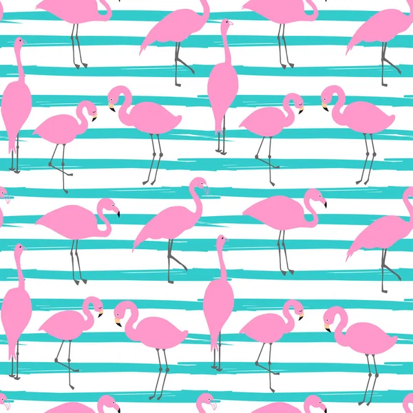 Fondo Vectorial Verano Flamingo Sobre Fondo Rayado Estampado Verano Papel — Vector de stock