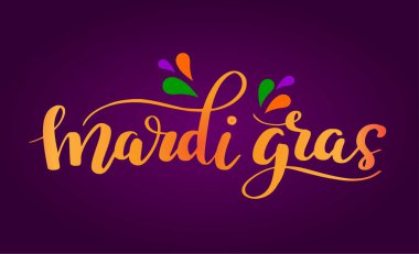 Mardi Gras ifade yazı. Vektör tatil afiş Royal Lily öğe ve florishes tasarımları ile.