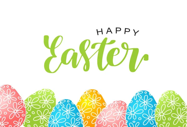 Carta de Pascua feliz con huevos. Ilustración vectorial — Vector de stock