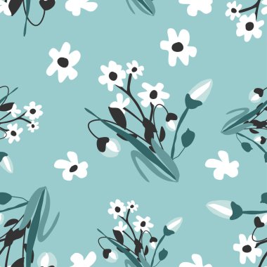 Arka plan üzerinde küçük çiçekler ile Seamless modeli. Modern ve Trendy Moda çiçek doku kumaş, fayans, duvar kağıdı, iç için baskı, tekstil, ambalaj ve tasarım türleri